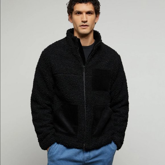 Onia Sherpa Jumbo Corduroy Shacket Black Size L